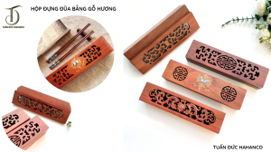 HỘP ĐỰNG ĐŨA GỖ HƯƠNG VIP Đựng được 10 đến 15 đôi đũa-CTH745