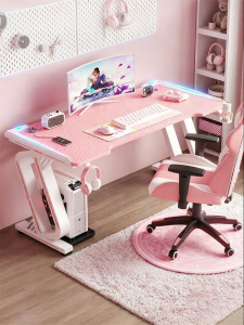 MUYISHENG | Pink Gaming Desk Set Home Easy Setup Desk