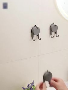 1/2pcs Reusable Suction Cup Hook No-Drill Removable Double Hanging Hook Kitchen Bathroom Towel Clothes Hanger Holder Hooks Rack