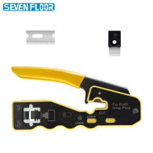 Cat6 Pass-Through RJ45 Crimper 8P Network Crimper Stripper Cutter with Replaced Blades Ethernet Multifunctional Wire Tool