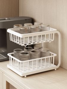 ชั้นวางของสำหรับแก้ว ชาม ช้อน สองชั้น ระบายอากาศได้ดี สไตล์บ้านๆ อุปกรณ์ทำความสะอาดในครัวเรือน