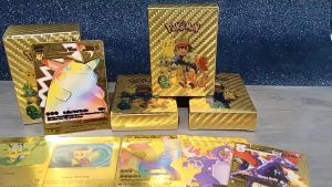 COD 54pcs/box metal black gold Pocket Monster English version card game fighting toys childrens collection gift