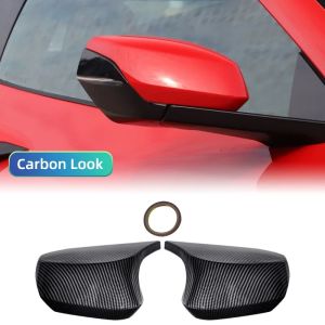 For Chevrolet Corvette C8 2020-2023 Car Accessories Glossy Black Carbon Fiber Look Rearview Side Mirror Trim Cover