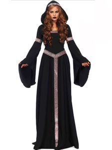 Black Witch Costume Queen Vampire Halloween Ladies Cloak Long Dress Cosplay Performance Supplies Princess Fairy Toy Series