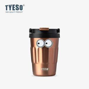 TYESO | Tyeso Vintage Coffee Mug 304 Stainless Steel Insulated Travel Cup Convenient Handheld Portable Thermos with Cute Eye Stick