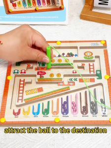 NIKO Early Education Toys Magnetic Number Color Sorting Maze Board Wooden Puzzle Toys Magnetic Toy For Kids Boys Girls Gifts