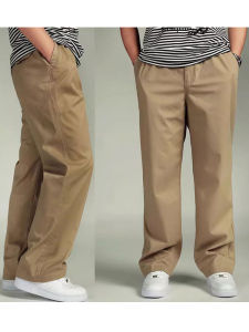 กางเกงขายาวทรงหลวมเอวยางยืดผ้าฝ้ายบางสำหรับผู้ชาย กางเกงขายาวทรงตรงสำหรับใส่ไปทำงาน กางเกงขายาวทรงหลวมสำหรับใส่สบายในชีวิตประจำวัน