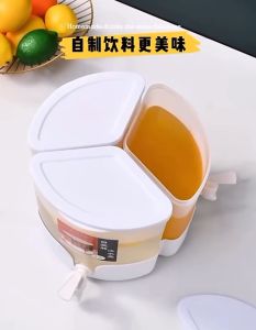 3-IN-1 Turnable Beverage Dispenser 5.2 Liters free 4 pcs cups Dispenser with Faucet in Rotating Tray(with box)