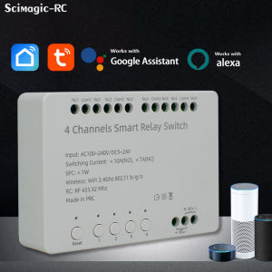 New Tuya Wifi 4 Channels Smart Switch Relay Module Intelligent Automation AC 100~240V DC 5~24V 10A  Controller Work with Alexa