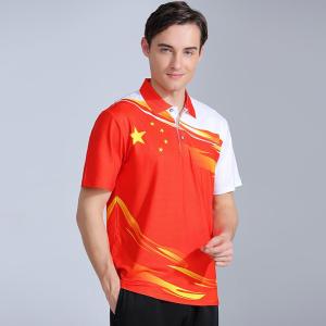 Mens Badminton T-Shirt Quick Dry Breathable Short Sleeve Sports Top Table Tennis Uniform Group Buy Flag Design Fitness Shirt