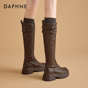 Daphne | Platform Slimming Retro Black Womens Riding Boots