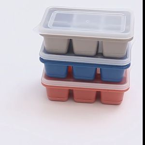 6 Grids Ice Cube Mold with Lid Square Tray for Ice Cream Whiskey Cocktail Cold Drink Soft bottom and hard bottom
