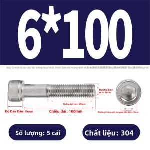 BAIRUITE | Vít Lục Giác 304 Thép Không Gỉ 316 M4 M5 M6 M10 M20