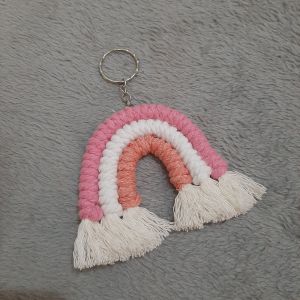 mini rainbow macrame keychain gantungan kunci mini macrame rainbow