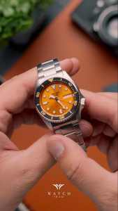 SEIKO 5 Sports SRPK35K1 5KX SKX Sports Style Midi Orange Dial Stainless Steel Strap