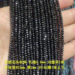 หินสีดำ Moonstone ธรรมชาติ หินสีเขียวดอกไม้ หินมาร์นาล หินฟอสเฟท 3*2 มม. หินลูกปัดสำหรับทำเครื่องประดับ DIY