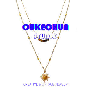 OUKECHUN Brown Tiger Eye Necklace Womens Niche Design Minimalist Style Luxury Clavicle Chain Fashion Jewelry Accessory