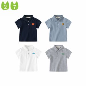 Summer Short Sleeve Childrens Polo Shirt Lion Print Casual Georgette Cotton Baby Top Half Sleeve Boys Summer Polo Shirt