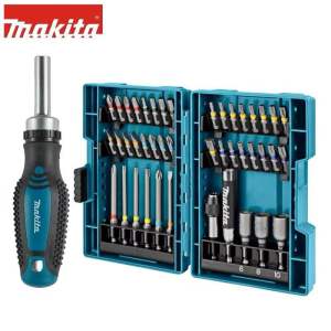 Makita E-25096 44pc Screwdriver Bit Set Ratchet Handle Professional Repair Tool Kit for Home Fix DIY