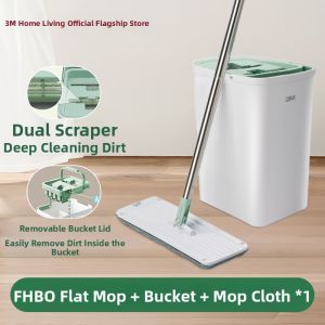 Scotch-Brite | Hand-Free Flat Mop with Water Scraping BucketFhb0
