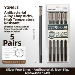 YONGLE | Antibacterial Mold Resistant Alloy Chopsticks Personal Use Heat Resistant