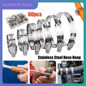 60pcs Stainless Steel Hose Clamp Worm Gear Clamps For Pipes Intercoolers Plumbing Tubes & Fuel Lines