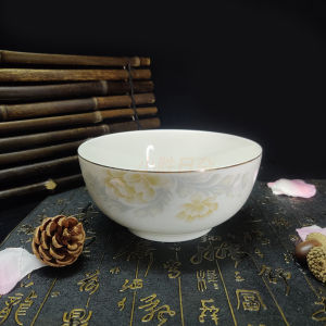 Heat Resistant Ceramic Bone China Double Layered Bowl Luxury Home Use Dishware Anti-Scalding Inner Double Layered Soup Bowl