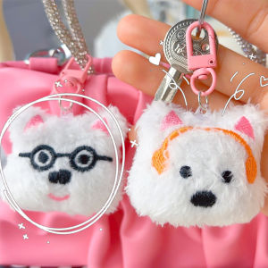 4PCS Cute Plush Puppy Keychain Cartoon Cute Soft Stuffed Doll Dog Car Keyring Bag Hanging Decoration Couple Friends Gifts