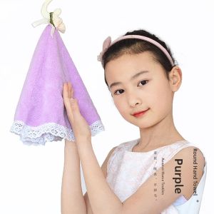 round Hanging Absorbent Towel Cute Girl Handkerchief Home Kitchen Bathroom Water Absorbing Towel Lightweight Solid Color