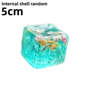Squishy Ocean Shells Cube Stress Balls Squeeze Toy Transparent Maltose Cubes Fidget Toy Adult Sensory Stress Relief Fidget Toy