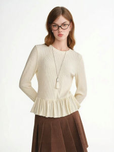 DUSHU | Oversized Flared Hem Slim Knit Top