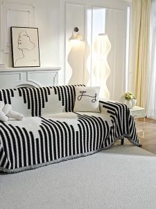 R2Y Nordic Chenille Sofa Cover Blanket All-season Double-sided Sofa Cover Non-slip Tassel Home Decor Gift for Mom