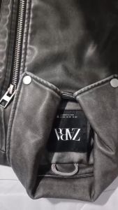 แจ็คเก็ตหนังแขนยาว Zara Faux Leather Biker Jacket งานแท้มือ 1