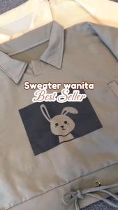 RABBIT COLLAR OVERSIZE SWEATER - SWEATSHIRT SWEATER WANITA - ATASAN WANITA TERBARU KOREAN STYLE