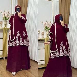 GAMIS FREE HIJAB DAN PASHMINA DRESS LEBARAN KONDANGAN MEWAH ELEGAN PREMIUM - NS MLY GAMIS