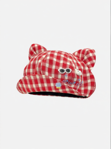 Sweet & Reversible Plaid Bear Ears Beret