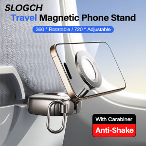 Travel Magnetic Phone Stand For iPhone 17 Pro Max For MagSafe Foldable Rotatable Phone Holder For Samsung Huawei Xiaomi Android Long Flight Must Have Mini Travels Men Women Cruise Essentials Phone Mount With Carabiner