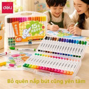 deli | Bộ Cọ Màu Acrylic Dựa Trên Nước Không Chứa Độc Tính 48 Màu