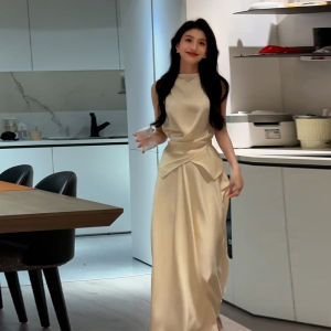 SHANGSHA | Summer Elegant High-Quality Unique Pretty Champagne Dress