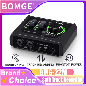BOMGE 22M Mini 2 Channel USB Audio Interface with XLR 6.35mm 48V Phantom Power for RecordingStreamingPodcastingSingers