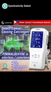 LUMISPARK SynLab7 Formaldehyde Detector – TVOC CO₂ HCHO Air Quality Monitor w Digital LCD Display - Type C Rechargeable - Real-Time Sensor for Indoor Pollution Detection Portable Rechargeable Meter for Home Office Car Lab PM2.5 Air Analyzer