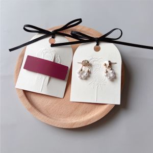 Rose Flower Half-Moon 3D Earrings with Ribbon Multi-Functional Hair Accessories Ear Buckle Customizable Design Card