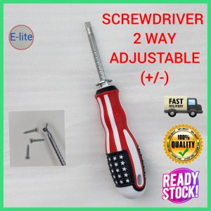 Adjustable Retractable Magnetic Slotted Two Ways Screwdriver Non Slip Handle