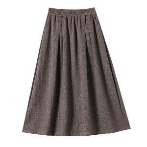JIANGLU | High Waist Midi Skirt Women Soft Versatile A-Line Long Skirt Plus Size Spring Fashion Slimming Effect Polyester Blend Skirt