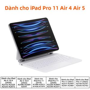 Bàn Phím Ma Thuật Không Dây Bluetooth Cho iPad Air 4/5/6 iPad Pro 11/10.9/12.9 Inch Vỏ Thông Minh Có Hỗ Trợ Ngôn Ngữ Tây Ban Nha Nhật Bản
