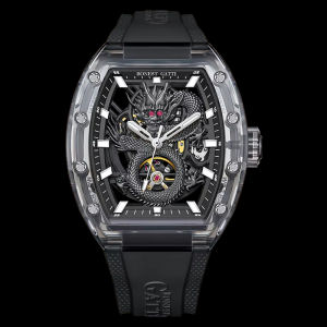 BONEST GATTI | BONEST GATTI Men Automatic Watch Tonneau Mechanical Wristwatch Crystal Case Fluororubber Strap Dragon Dial Man Watch