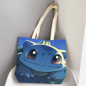Bandai | Pokemon Champion Team Storage Bags Tote Bag Travel Summer Beach Shoulder Bag Reusable Grocery Shopping Bag Anime Artwork