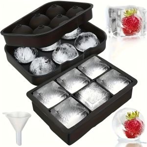 Two-Piece Set of Silicone Ice Molds for Home Use to Make Ice Cubes Perfect for Making Iced Drinks and Iced Whiskey at Home