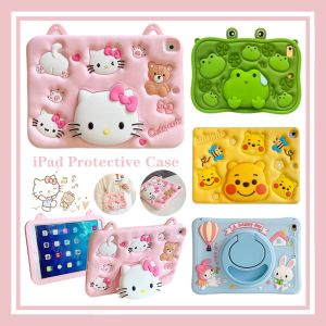 Cute IPad 10th 9th 8th 7th 6th Generation Case for Kids Soft Silicone with Strap Ipad Air 5th 4th 3rd 2nd 1st Gen Cover Cartoon Ipad 10.9 10.2 Pro 11 10.5 9.7 Inch Case Ipad Mini 6 Air 5 4 3 2 1 Casing