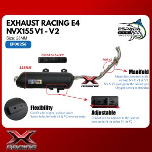 XRacing NVX 155 V1 V2 STANDARD RACING EXHAUST ESPADA E4 28MM